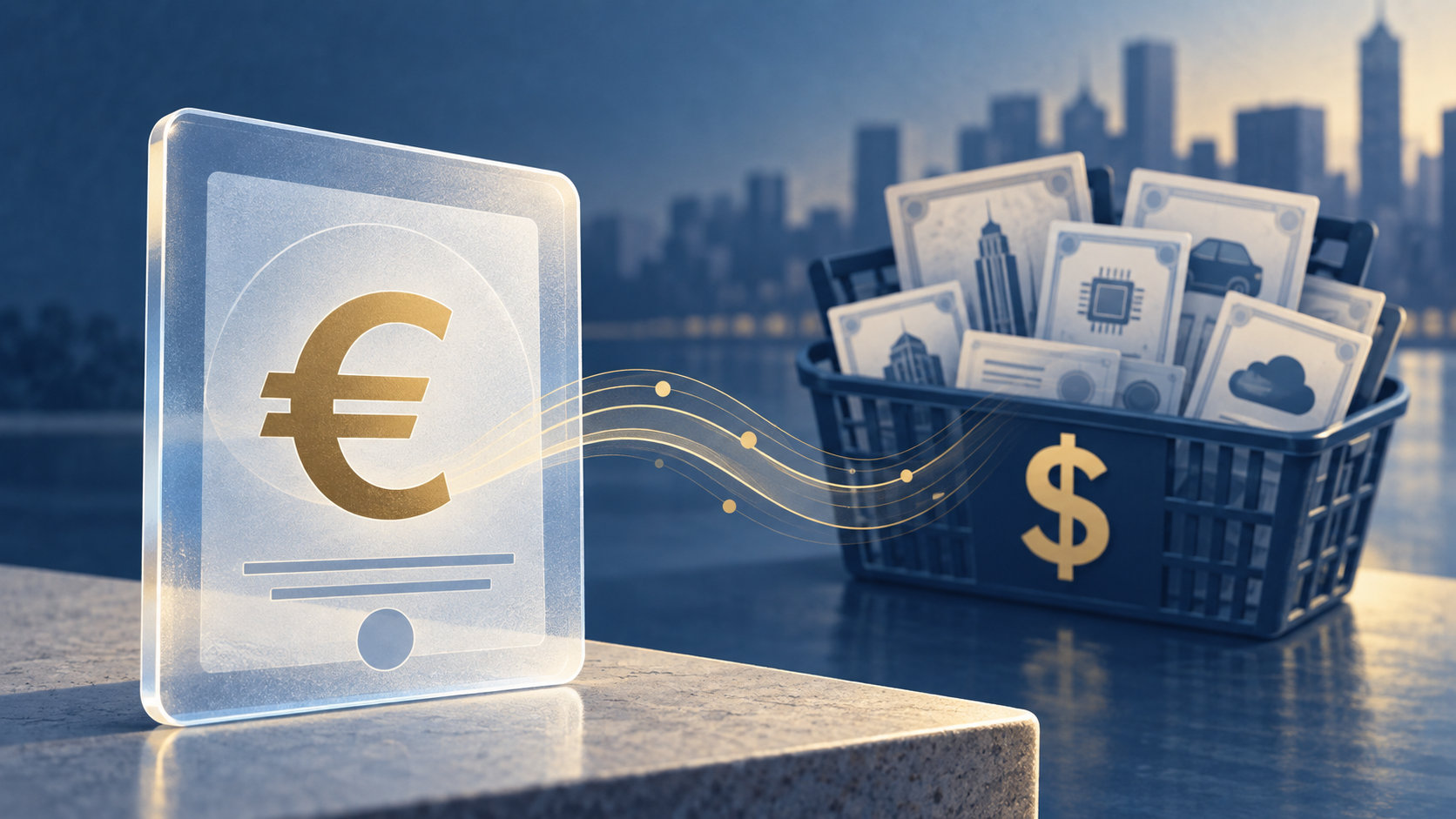 Illustrazione della distinzione tra quota di ETF acquistata in euro e attività sottostanti esposte al dollaro